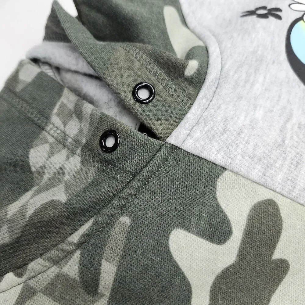 Justice Sport Girls XL Plus 16P-18P Hooded Sweatshirt Camouflage Gray Good Vibes